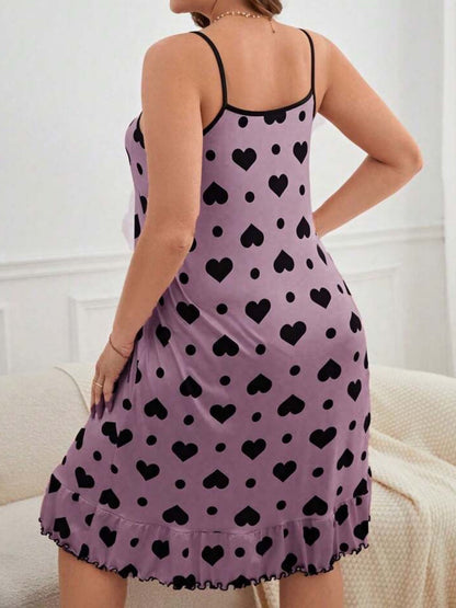 Heart Printed Ruffle Style Night Dress Legacy Boutiques Legacy Boutiques