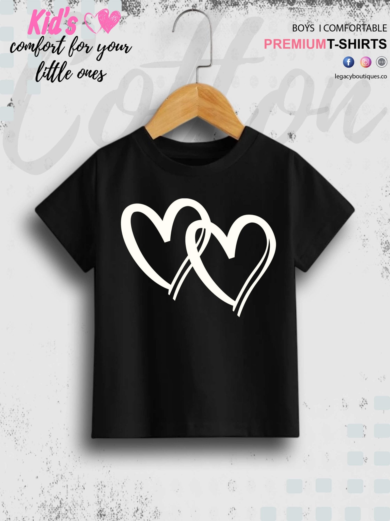 Hearts Printed Kids Girls T-Shirt In Best Price Best Quality Only In BD Legacy Boutiques Legacy Boutiques