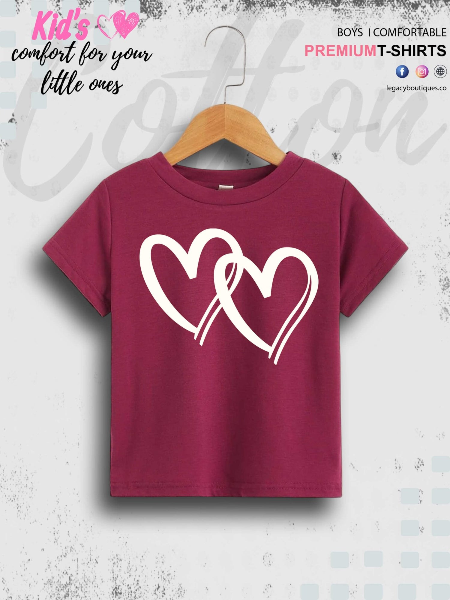 Hearts Printed Kids Girls T-Shirt In Best Price Best Quality Only In BD Legacy Boutiques Legacy Boutiques