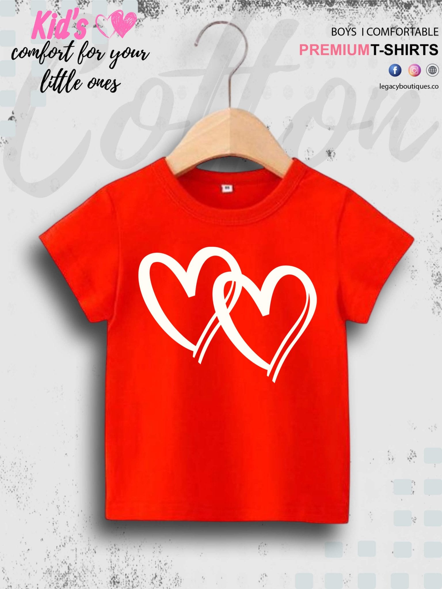 Hearts Printed Kids Girls T-Shirt In Best Price Best Quality Only In BD Legacy Boutiques Legacy Boutiques