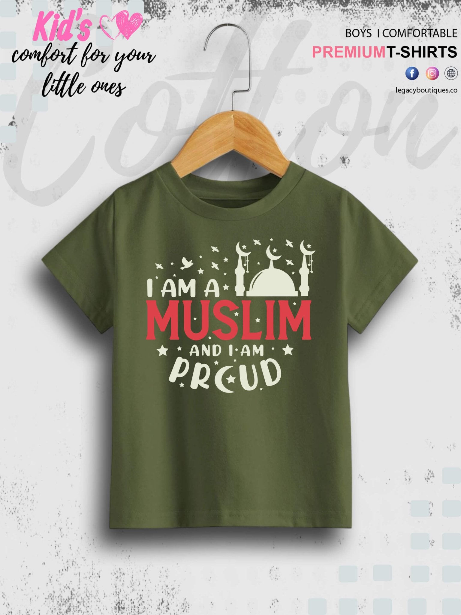 I Am A Muslim And I Am Proud Printed Casual 1 To 11 Years Kids Babies Islamic T-Shirt In Lowest Price Only In Dhaka Legacy Boutiques Legacy Boutiques