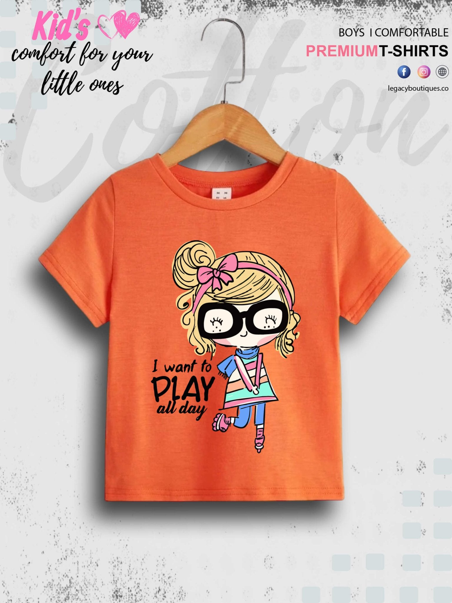 I Want To Play All Day Printed 1 To 11 Year Girls T-Shirt In Lowest Price Only In Dhaka Legacy Boutiques Legacy Boutiques