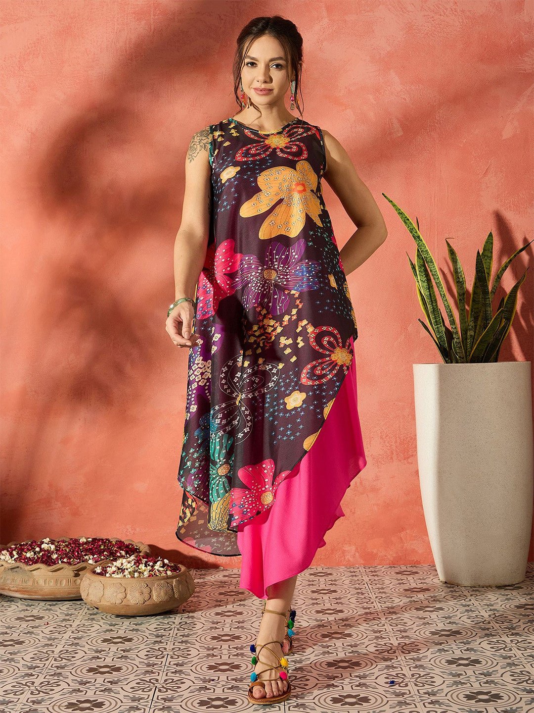 InWeave black floral asymmetrical dress Legacy Boutiques Legacy Boutiques