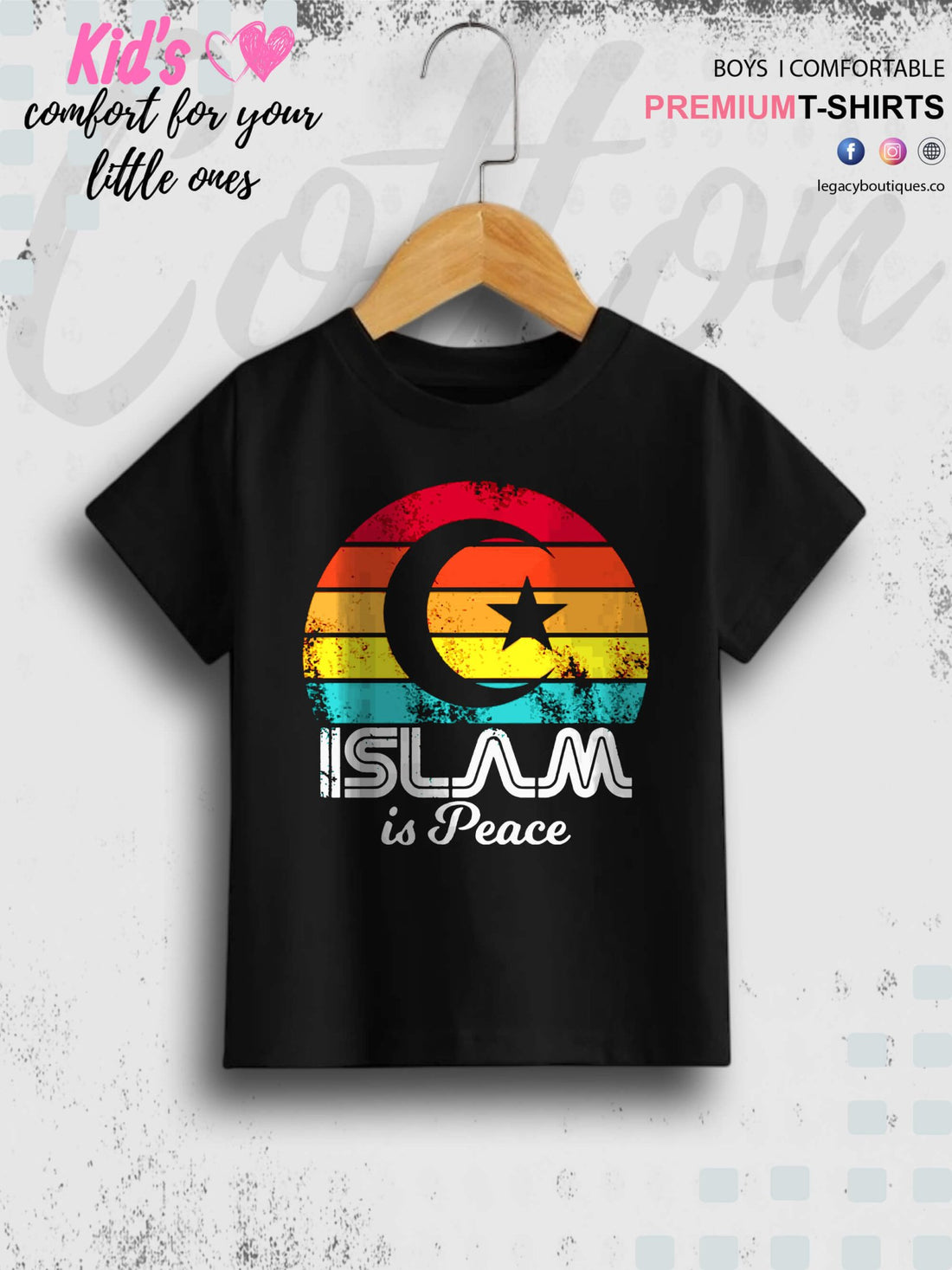 Islam Is Peace Printed Casual 1 To 11 Years Kids Babies Islamic T-Shirt In Lowest Price Only In Dhaka Legacy Boutiques Legacy Boutiques
