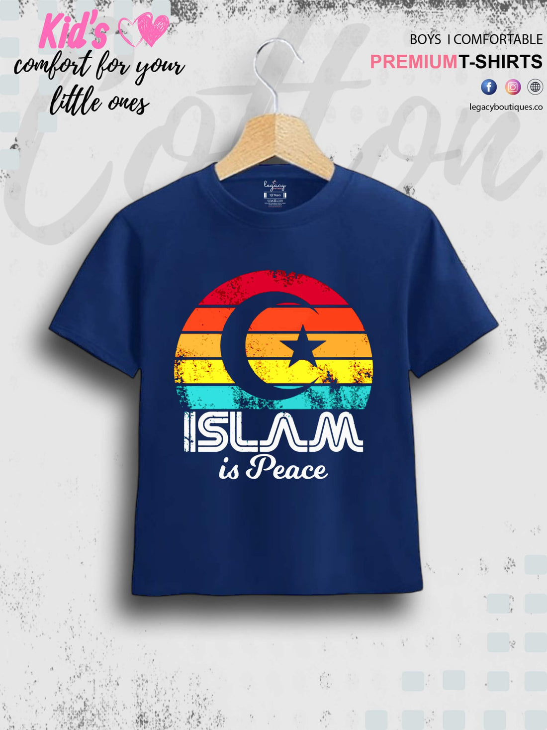 Islam Is Peace Printed Casual 1 To 11 Years Kids Babies Islamic T-Shirt In Lowest Price Only In Dhaka Legacy Boutiques Legacy Boutiques