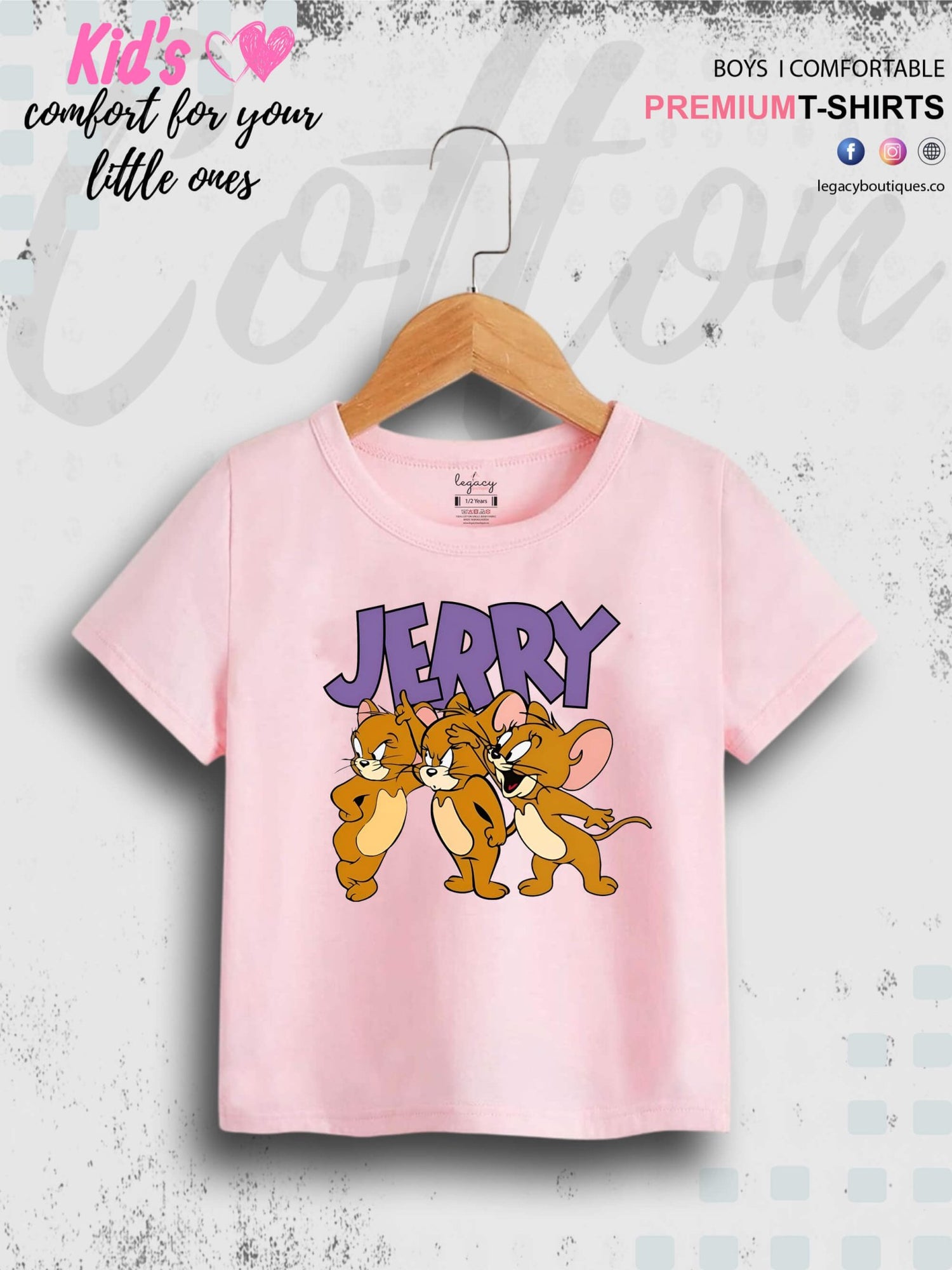 Jerry Printed Premium Quality T-Shirt For Baby Girls In Cheapest Price Only In BD Legacy Boutiques Legacy Boutiques