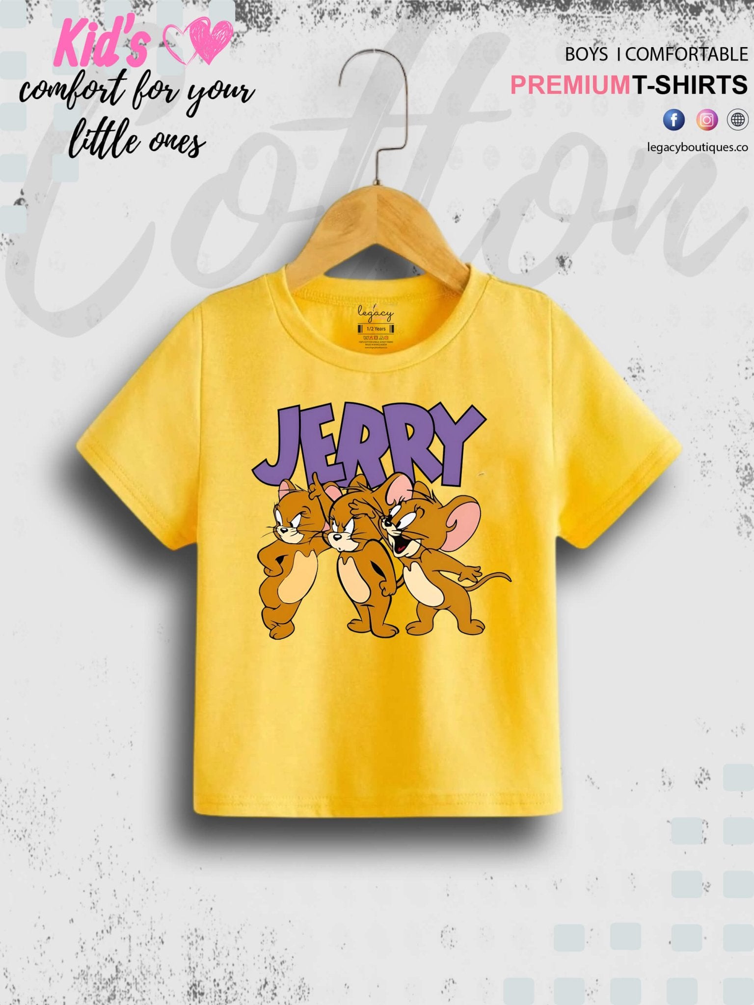 Jerry Printed Premium Quality T-Shirt For Baby Girls In Cheapest Price Only In BD Legacy Boutiques Legacy Boutiques