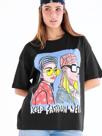 Keep Fashion Weird Printed High Quality Womens Drop Shoulder Tee Legacy Boutiques Dhaka Legacy Boutiques Legacy Boutiques