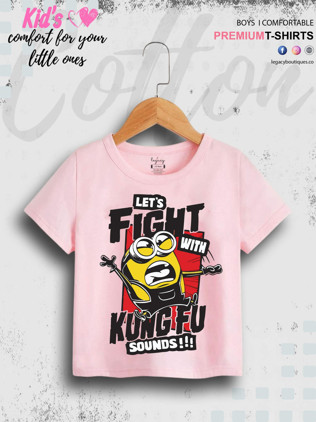 Kevin The Minions Lets Fight With Kung Fu Sounds Printed Kids Boys Tee In Cheapest Price Only In BD Legacy Boutiques Legacy Boutiques