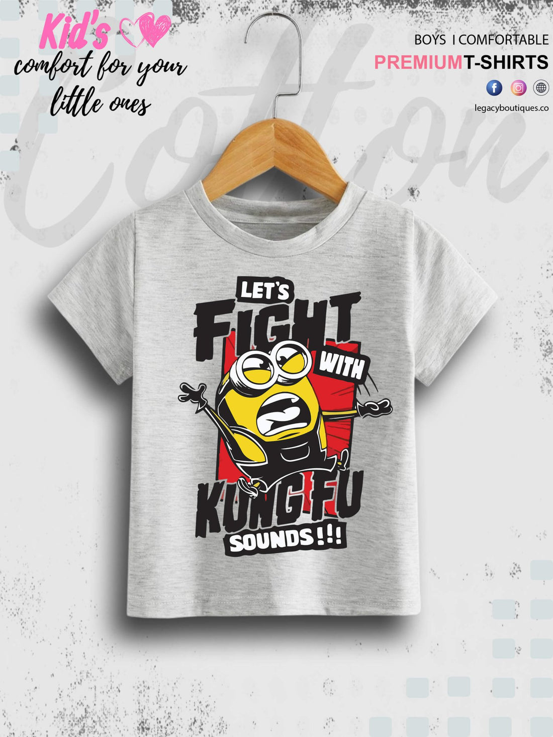 Kevin The Minions Lets Fight With Kung Fu Sounds Printed Kids Boys Tee In Cheapest Price Only In BD Legacy Boutiques Legacy Boutiques