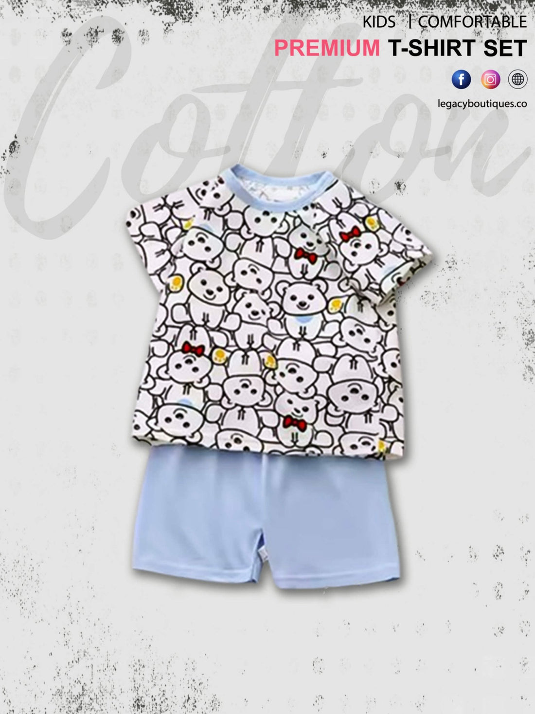 Kids Bear Printed Cool &amp; Stylish T-Shirt Set Legacy Boutiques Legacy Boutiques