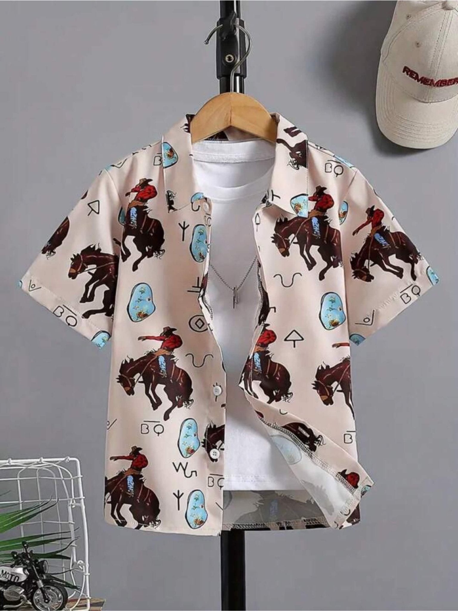 Kids Cowboy Print Shirt – Stylish Short Sleeve Casual Wear Legacy Boutiques Legacy Boutiques