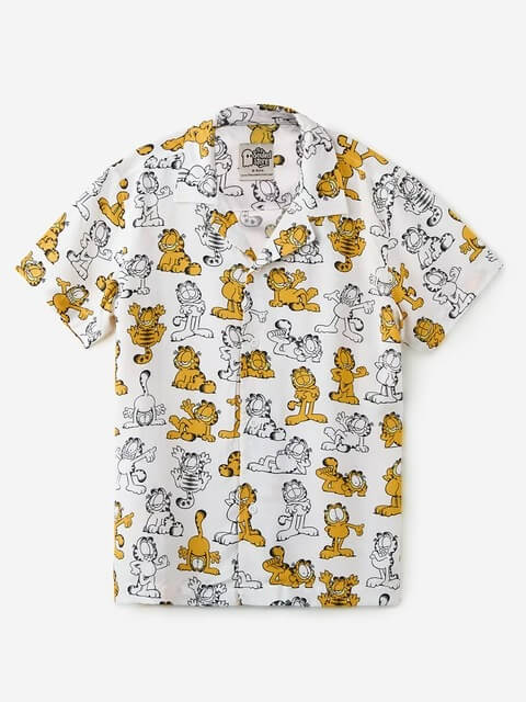Kids Garfield the Cat All - Over Expression Print Short Sleeve Cuban Shirt Legacy Boutiques Legacy Boutiques