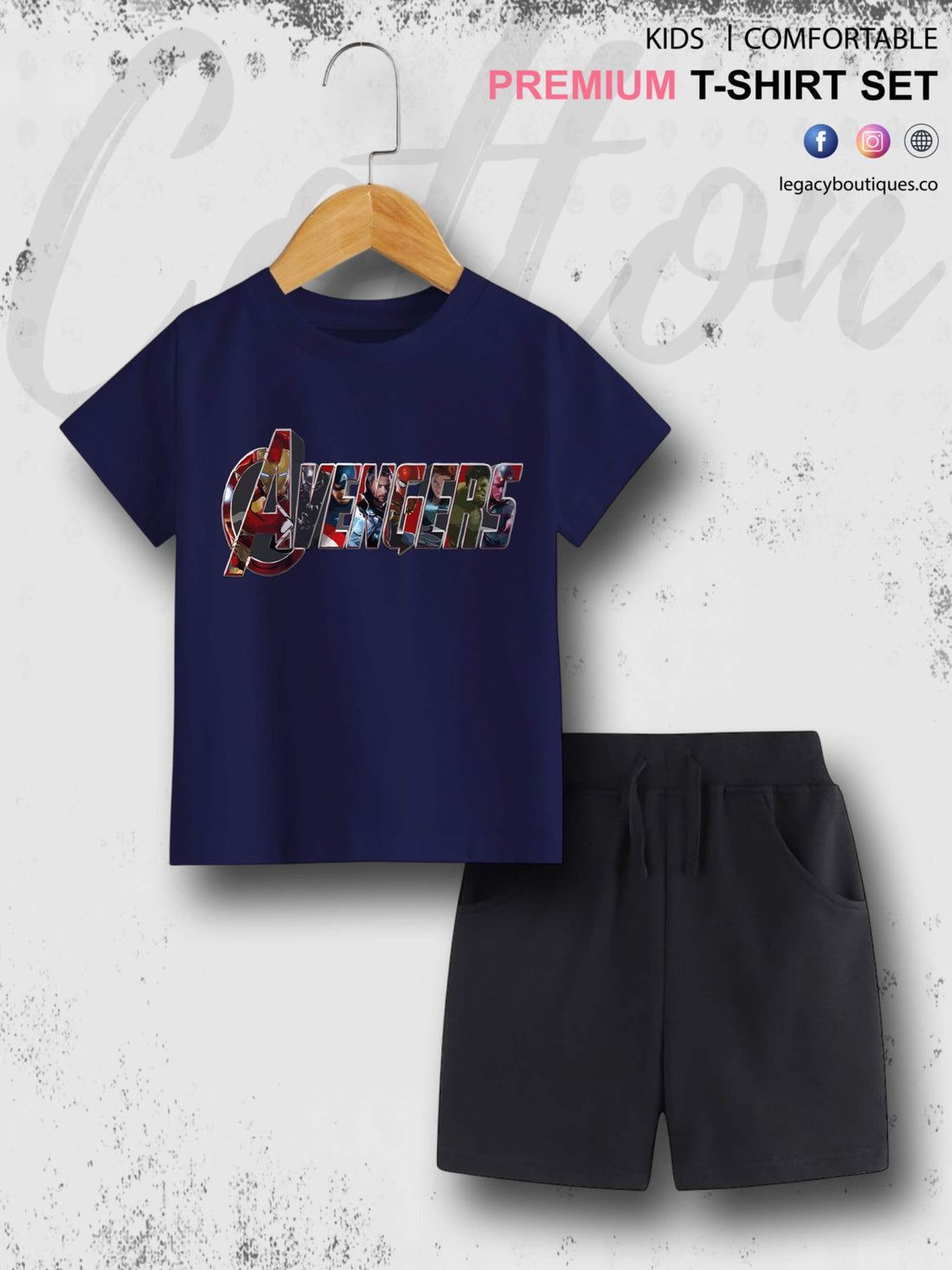 Kids Marvel Avengers Printed 6 Month To 6 Year Summer Time T-shirt Set Legacy Boutiques Legacy Boutiques