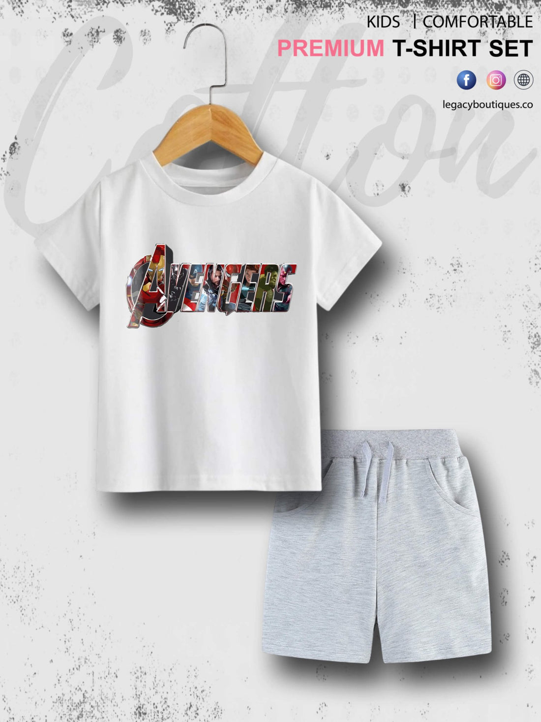 Kids Marvel Avengers Printed 6 Month To 6 Year Summer Time T-shirt Set Legacy Boutiques Legacy Boutiques