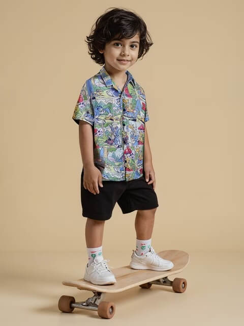 Kids Tom and Jerry Comic Strip Print Short Sleeve Storyboard Shirt Legacy Boutiques Legacy Boutiques