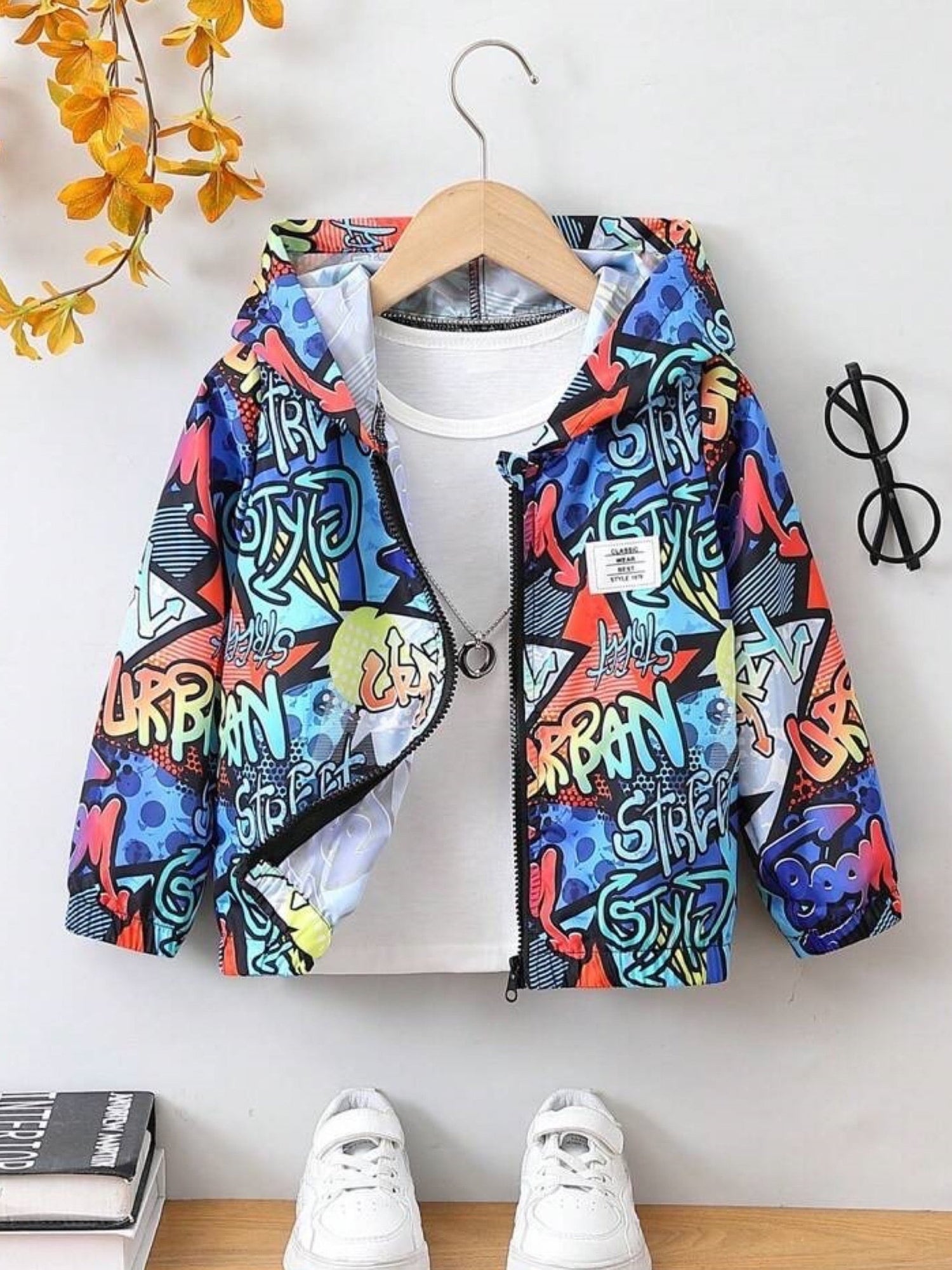 Kids zipper hooded graffiti style print Legacy Boutiques Legacy Boutiques