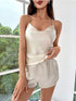 Lace Up Backless Satin Cami Top & Shorts PJ Set Legacy Boutiques Legacy Boutiques