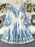 Ladies Blue Paisley Bishop Sleeve Bohemian Kurtis Legacy Boutiques Legacy Boutiques
