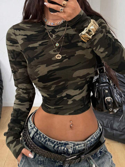 Ladies Camo Printed Full Sleeve Crop Top Legacy Boutiques Legacy Boutiques