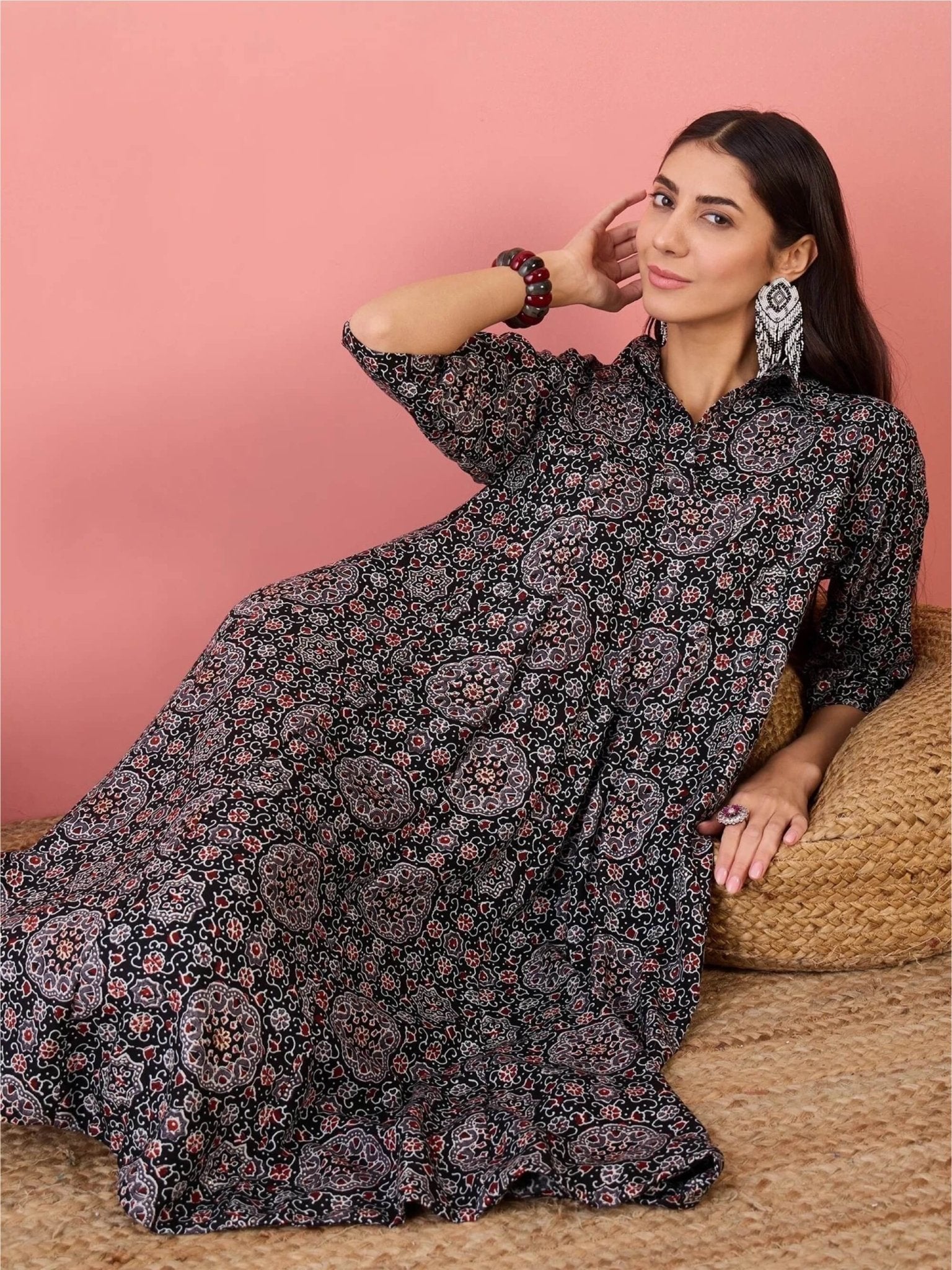 Ladies Floral Pinted Flared Shirt Dress Legacy Boutiques Legacy Boutiques