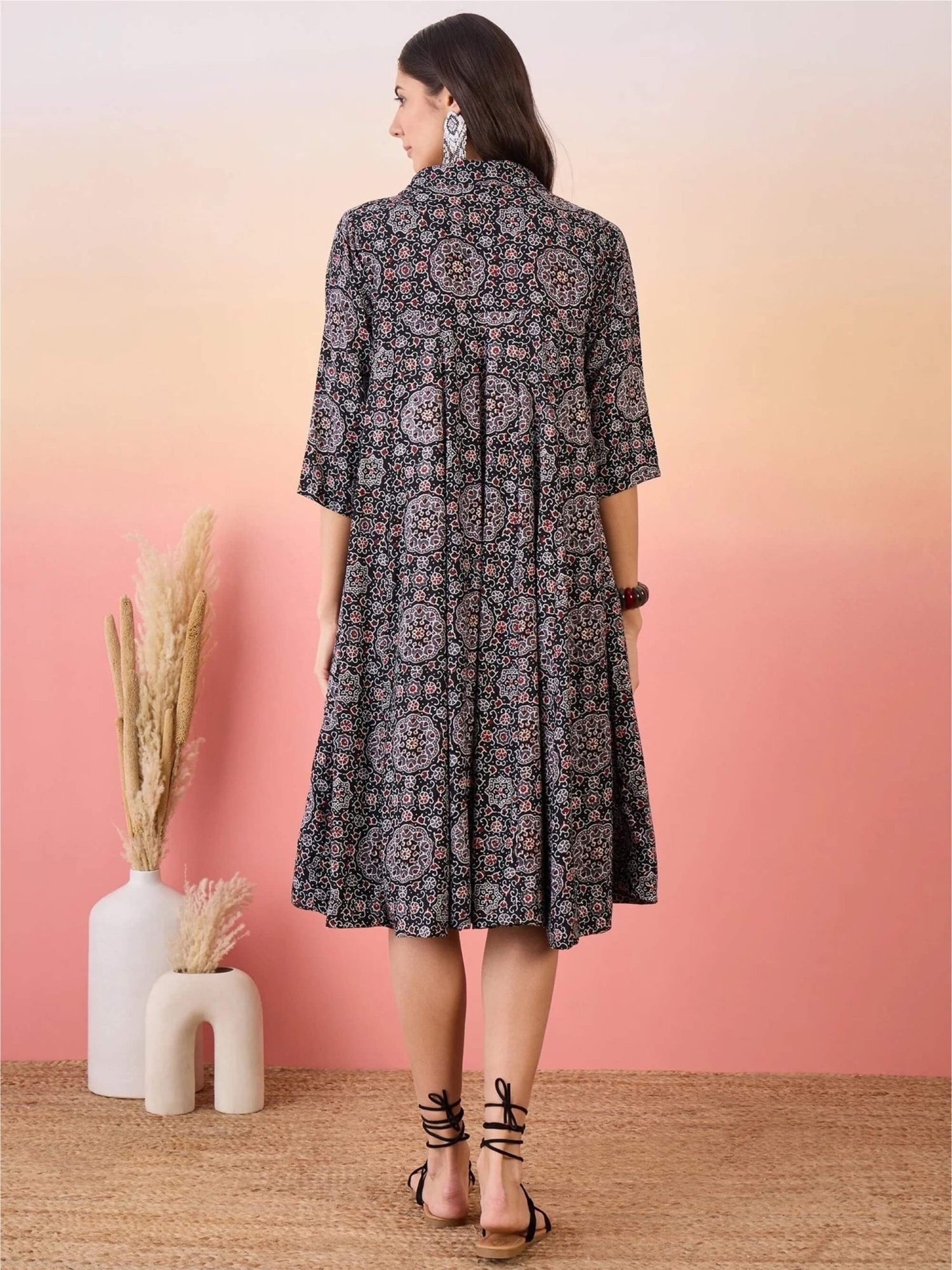 Ladies Floral Pinted Flared Shirt Dress Legacy Boutiques Legacy Boutiques