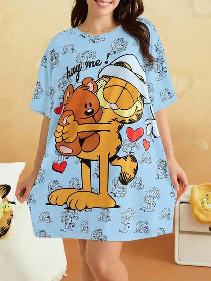 Ladies Oversized T-shirt Garfield Hug Me Printed Legacy Boutiques Legacy Boutiques