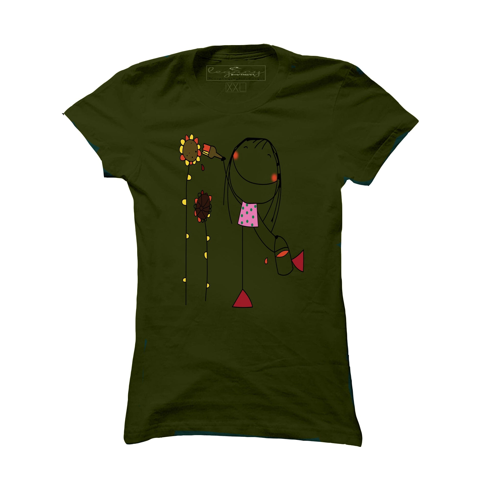 Ladies Short Sleeve cotton T-Shirt Olive Legacy Boutiques Legacy Boutiques