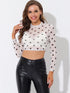 Ladies White Polka Dot Sheer Mesh Crop Top Legacy Boutiques Legacy Boutiques