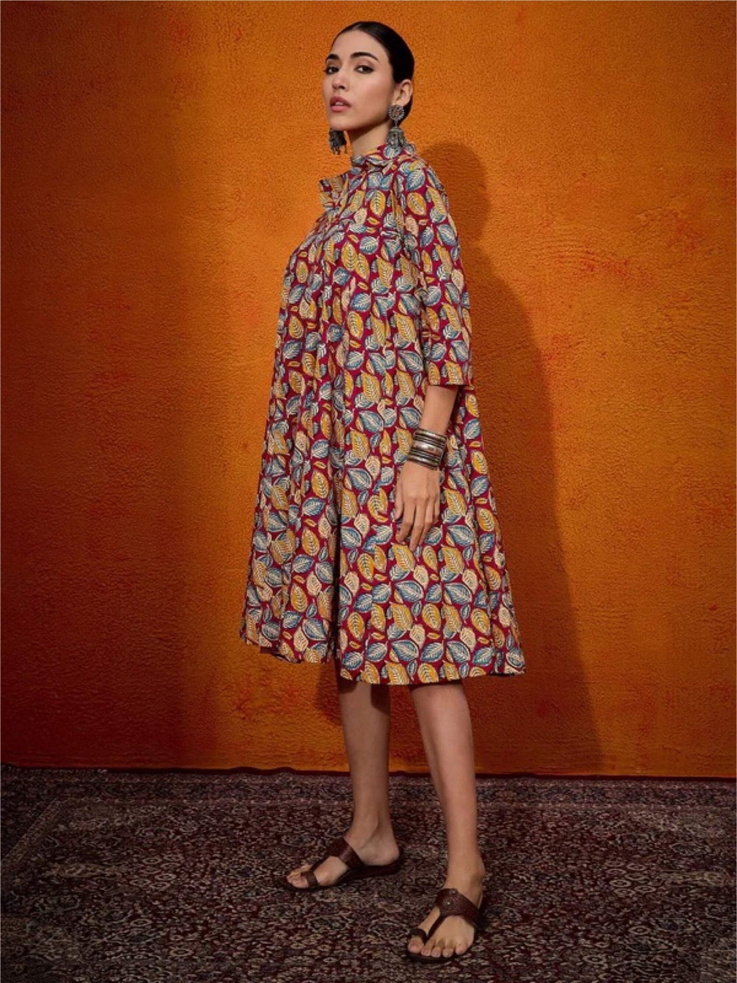 Leaf Pinted Flared Shirt Dress Legacy Boutiques Legacy Boutiques