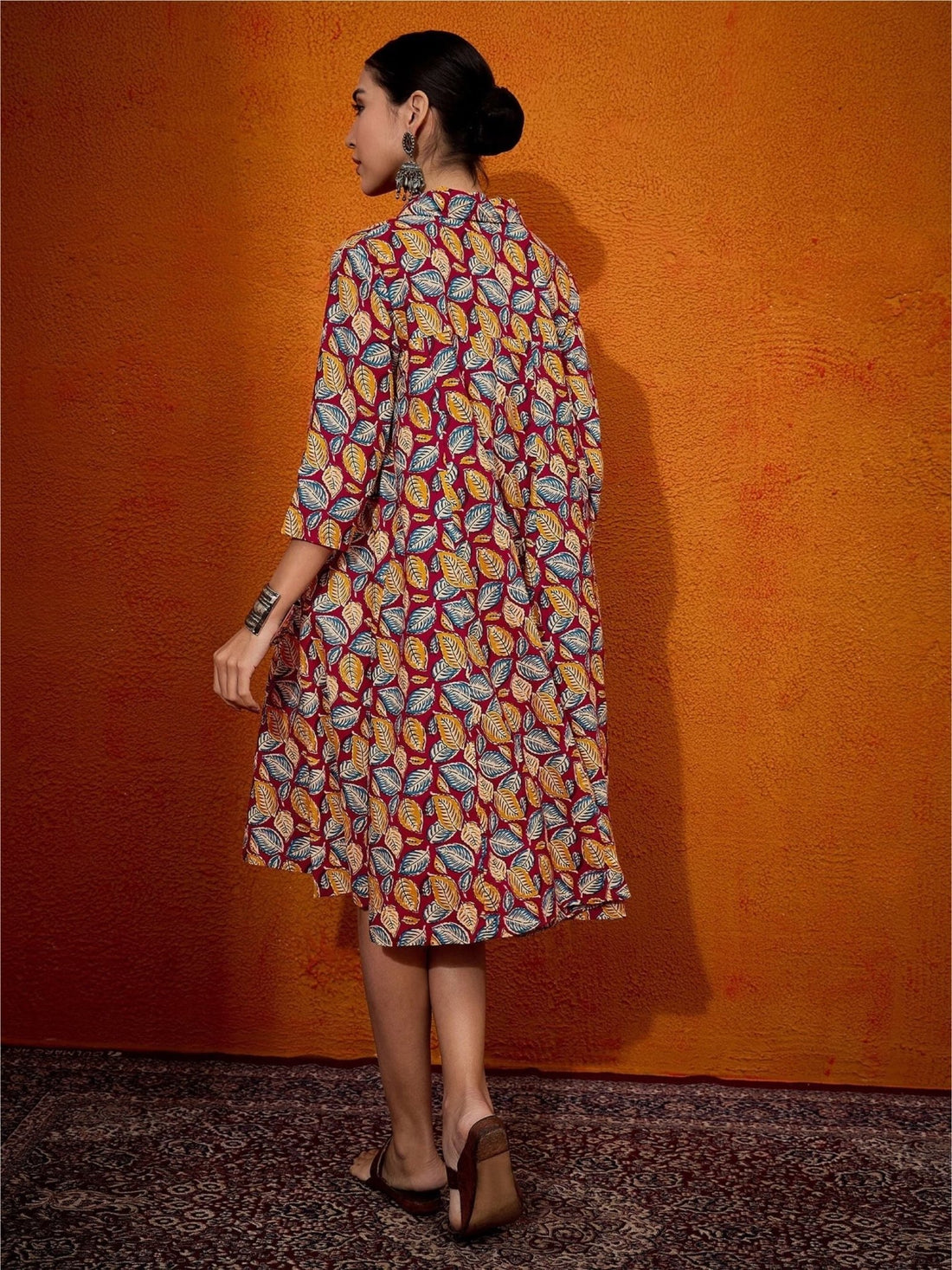 Leaf Pinted Flared Shirt Dress Legacy Boutiques Legacy Boutiques