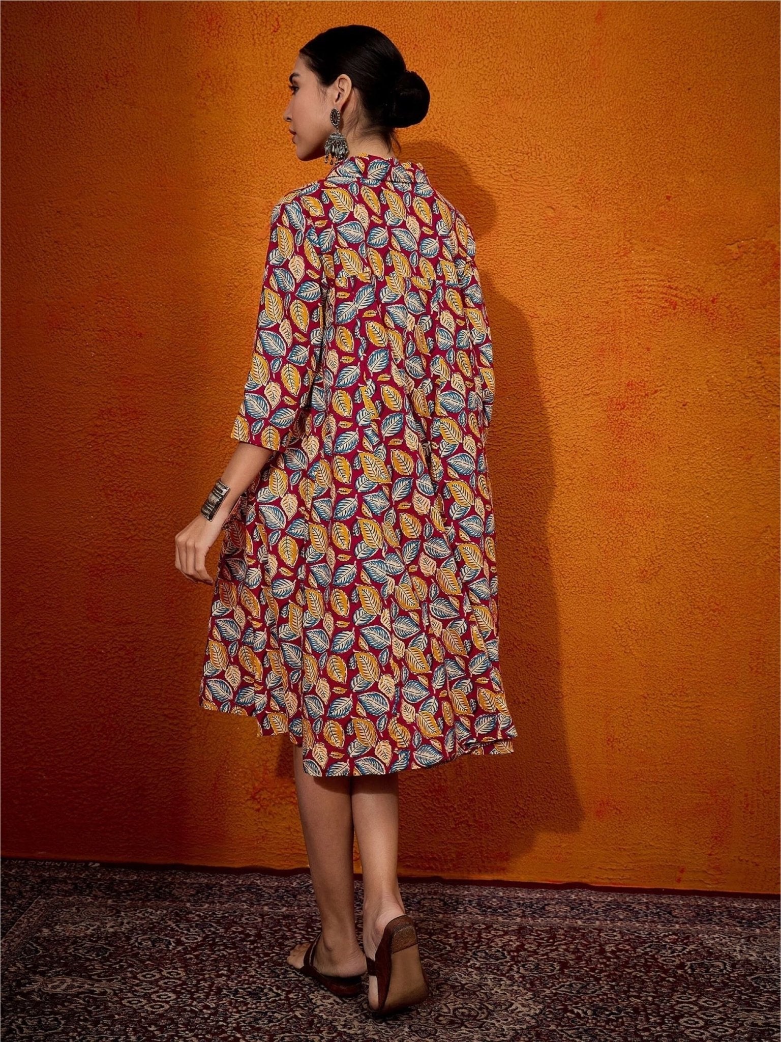 Leaf Pinted Flared Shirt Dress Legacy Boutiques Legacy Boutiques