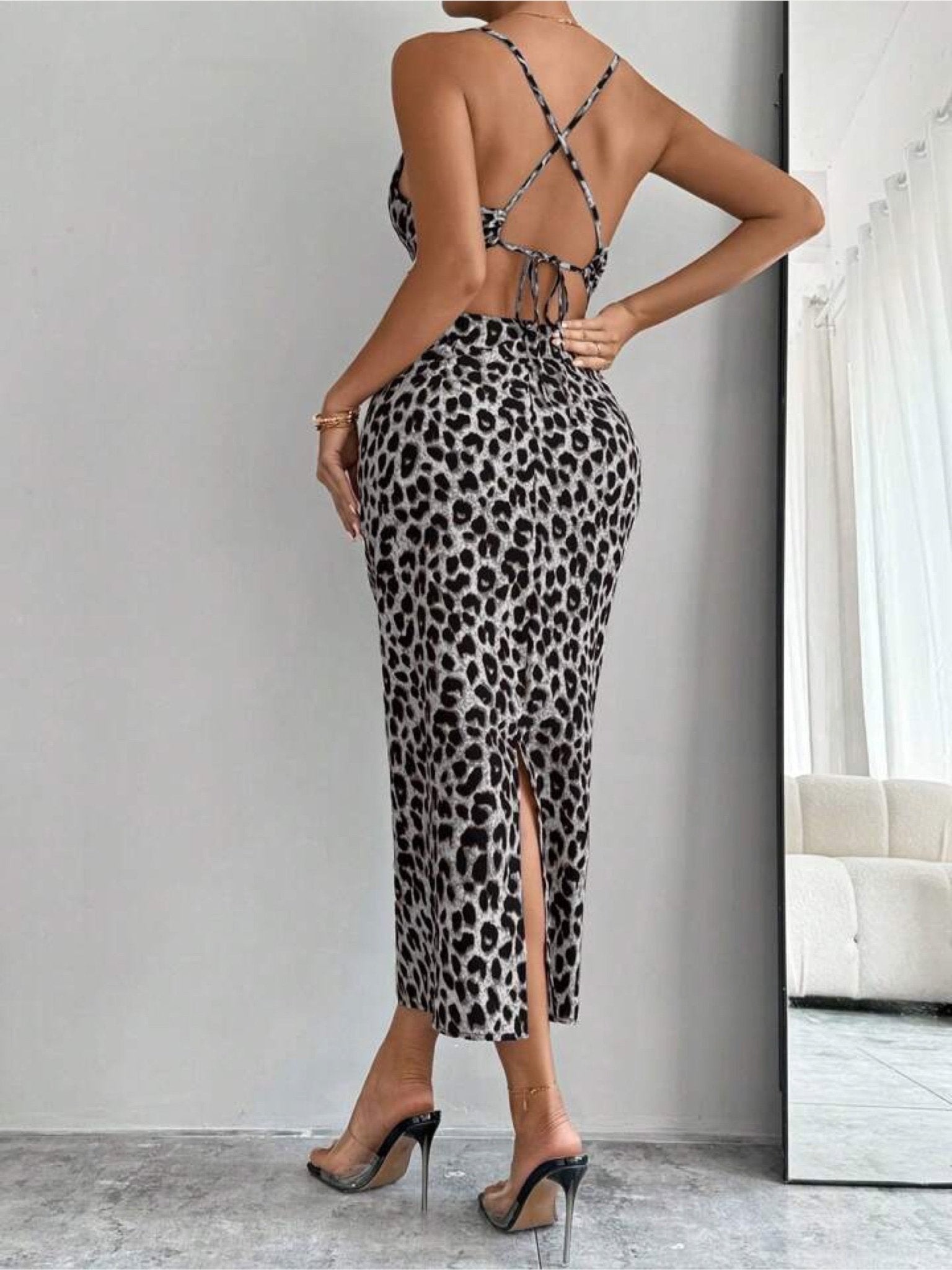 Leopard Print Crisscross Back Dress Legacy Boutiques Legacy Boutiques