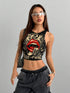 Letter Lip Rock and Roll Print Sleeveless Crop Top Legacy Boutiques Legacy Boutiques