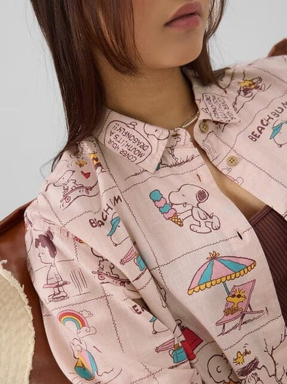 LIMITED EDITION: Peanuts™ Comic Strip Pink Oversized Shirt Legacy Boutiques Legacy Boutiques