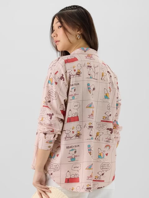 LIMITED EDITION: Peanuts™ Comic Strip Pink Oversized Shirt Legacy Boutiques Legacy Boutiques