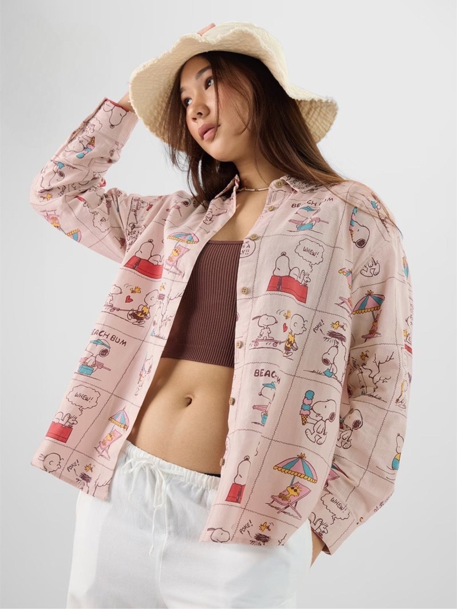 LIMITED EDITION: Peanuts™ Comic Strip Pink Oversized Shirt Legacy Boutiques Legacy Boutiques