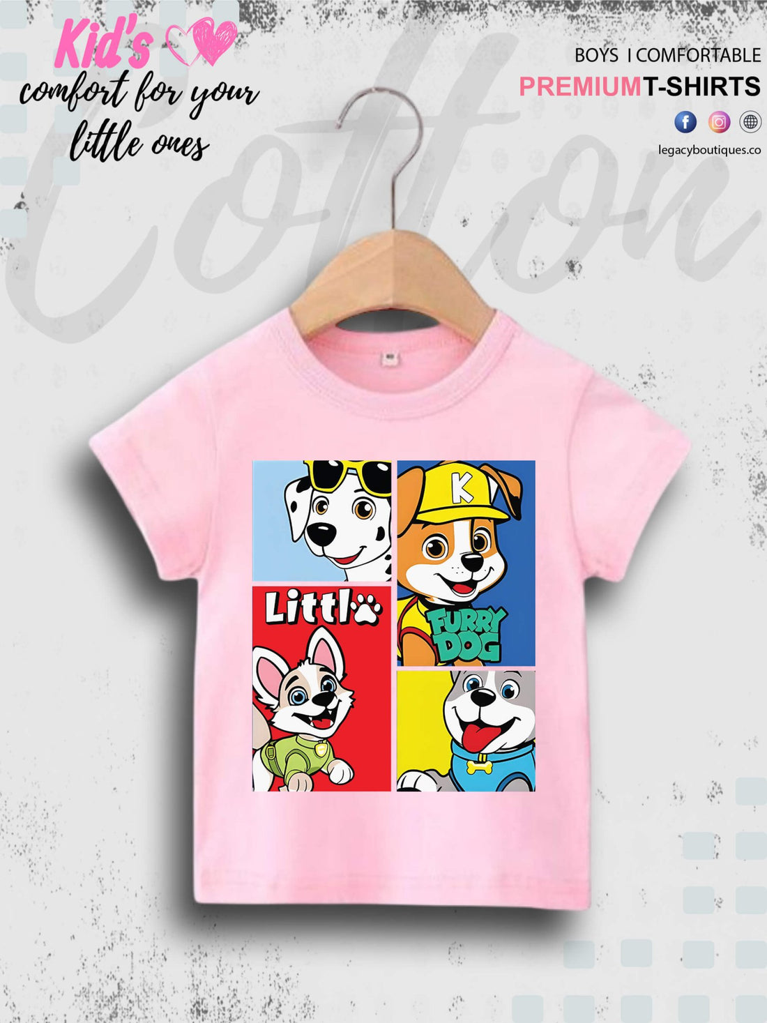 Little Furry Dog Cartoon Print 1 To 11 Year Kids Boys T-Shirt In Lowest Price Only In BD Legacy Boutiques Legacy Boutiques