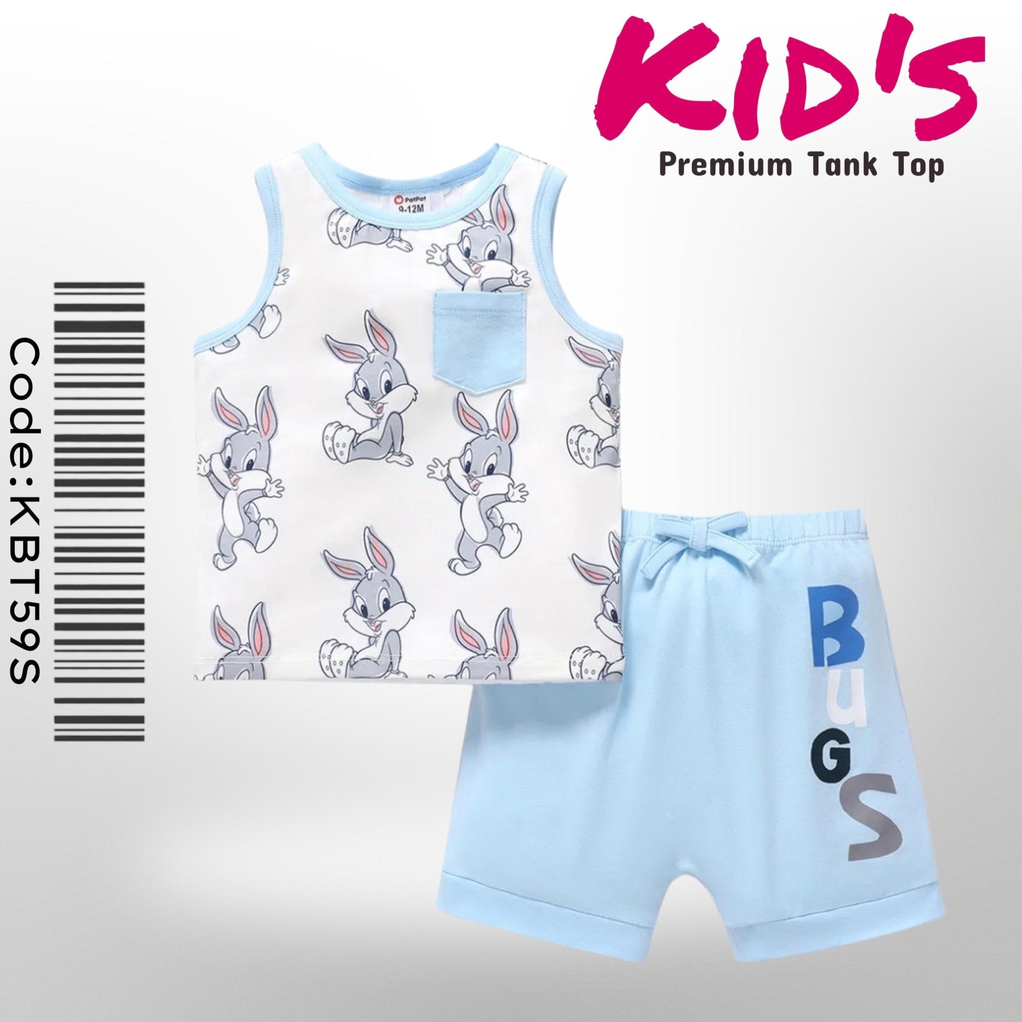 Looney Tunes 2pcs Baby Boy Allover Cartoon Print Naia™ Tank Top and Cotton Shorts Set Legacy Boutiques Legacy Boutiques