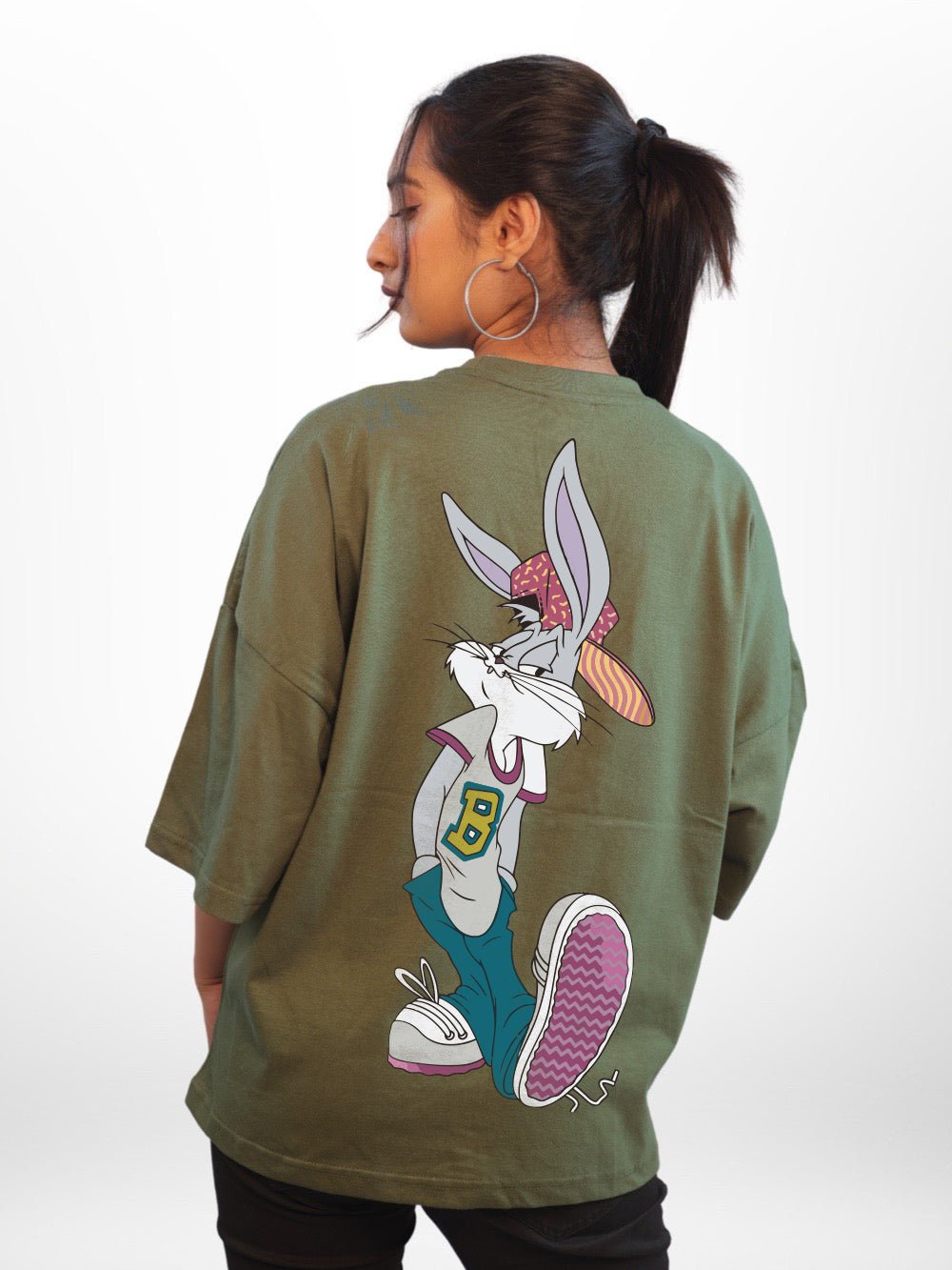 Looney Tunes: Bunny Stay Cool Graphic Printed Womens Drop Shoulder T-shirt Legacy Boutiques Dhaka Legacy Boutiques Legacy Boutiques