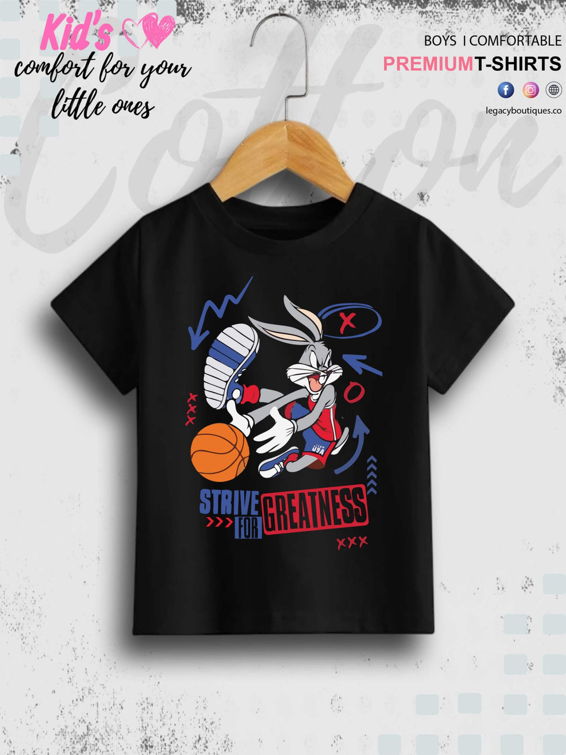 Looney Tunes Cartoon Bugs Bunny Greatness Printed Baby Boys High Quality T-Shirt In Lowest Price Only In Dhaka Legacy Boutiques Legacy Boutiques