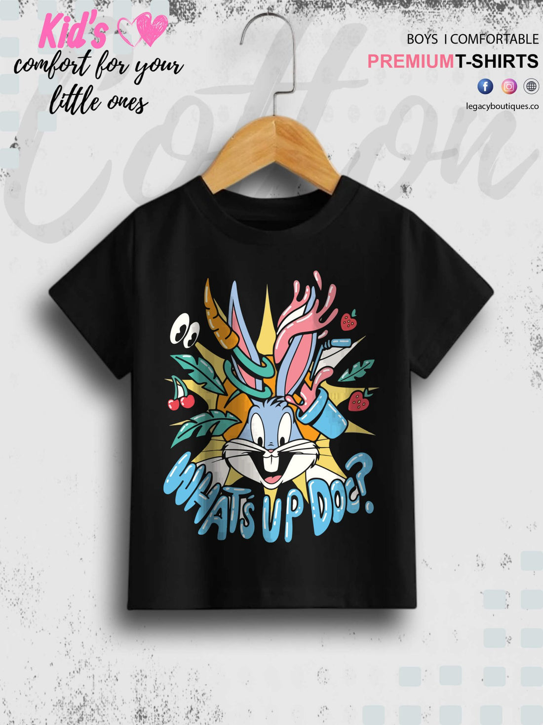 Looney Tunes Cartoon Bunny Whats Up Doc Printed Boys High Quality T-Shirt Only In Dhaka Legacy Boutiques Legacy Boutiques