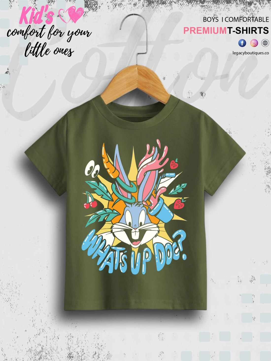 Looney Tunes Cartoon Bunny Whats Up Doc Printed Boys High Quality T-Shirt Only In Dhaka Legacy Boutiques Legacy Boutiques