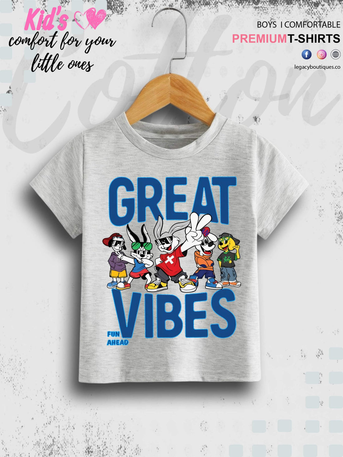 Looney Tunes Cartoon Great Vibes Print 1 To 11 Year Kids Boys Tee In Lowest Price Only In BD Legacy Boutiques Legacy Boutiques