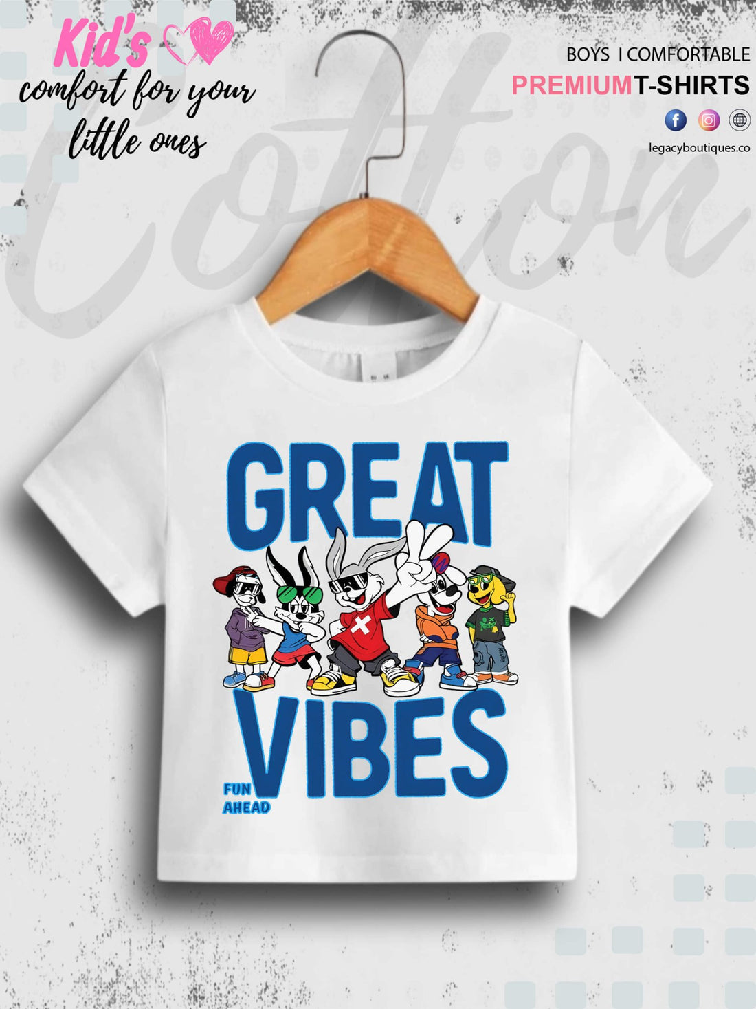 Looney Tunes Cartoon Great Vibes Print 1 To 11 Year Kids Boys Tee In Lowest Price Only In BD Legacy Boutiques Legacy Boutiques