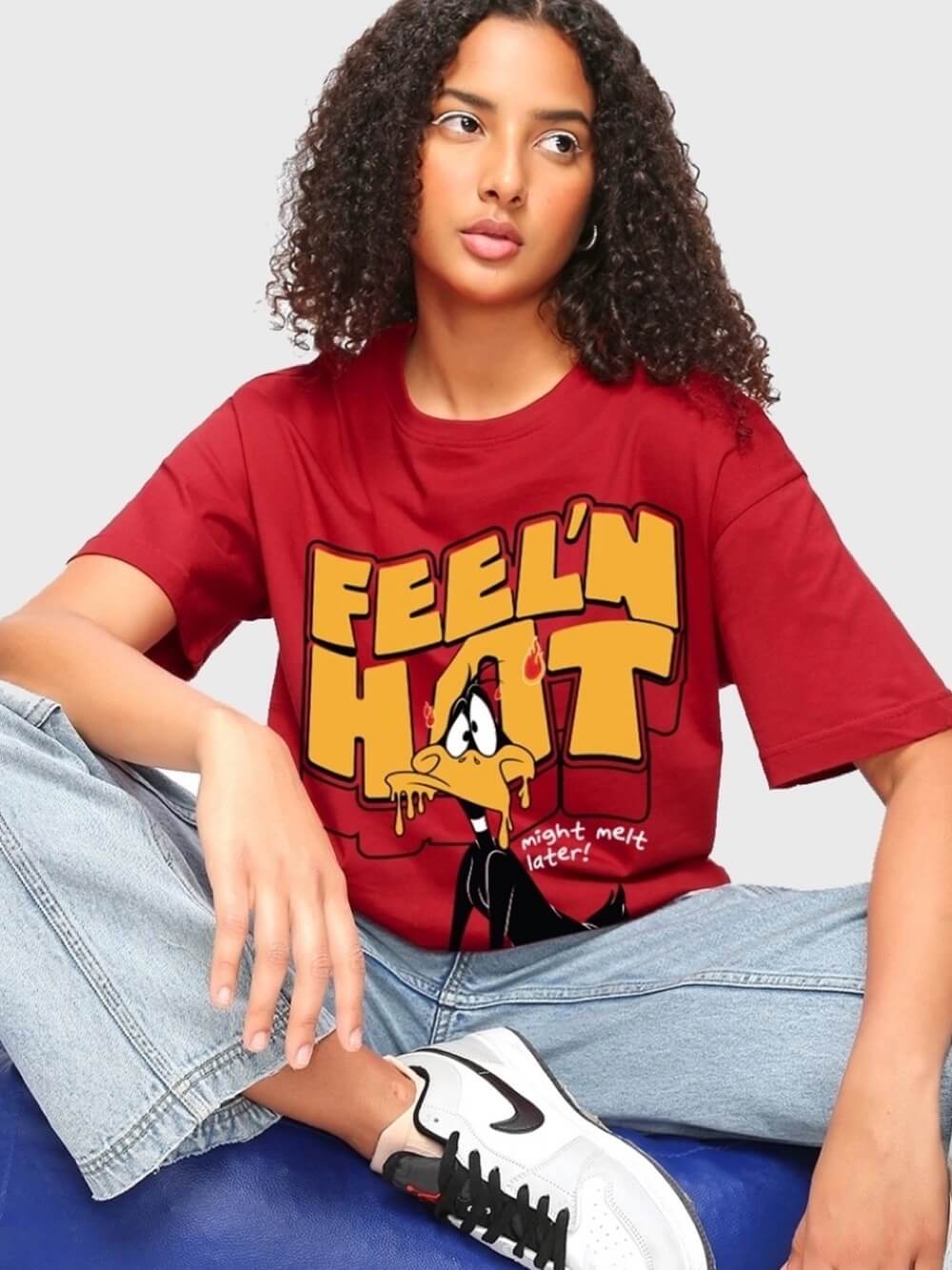 Looney Tunes Daffy Duck Graphic Printed Lowest Price Womens Drop Shoulder T-shirt In Legacy Boutiques Dacca Legacy Boutiques Legacy Boutiques