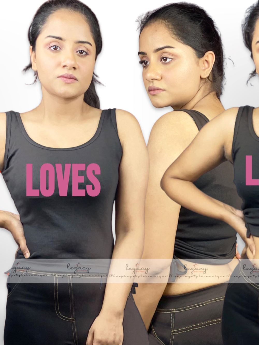 LOVES Printed Summer Cotton Black TankTop Legacy Boutiques Legacy Boutiques