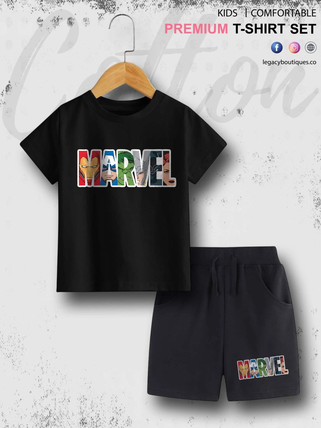 MARVEL Kids Casual 6 Month To 6 Year Summer Time Babies T-shirt Set Legacy Boutiques Legacy Boutiques