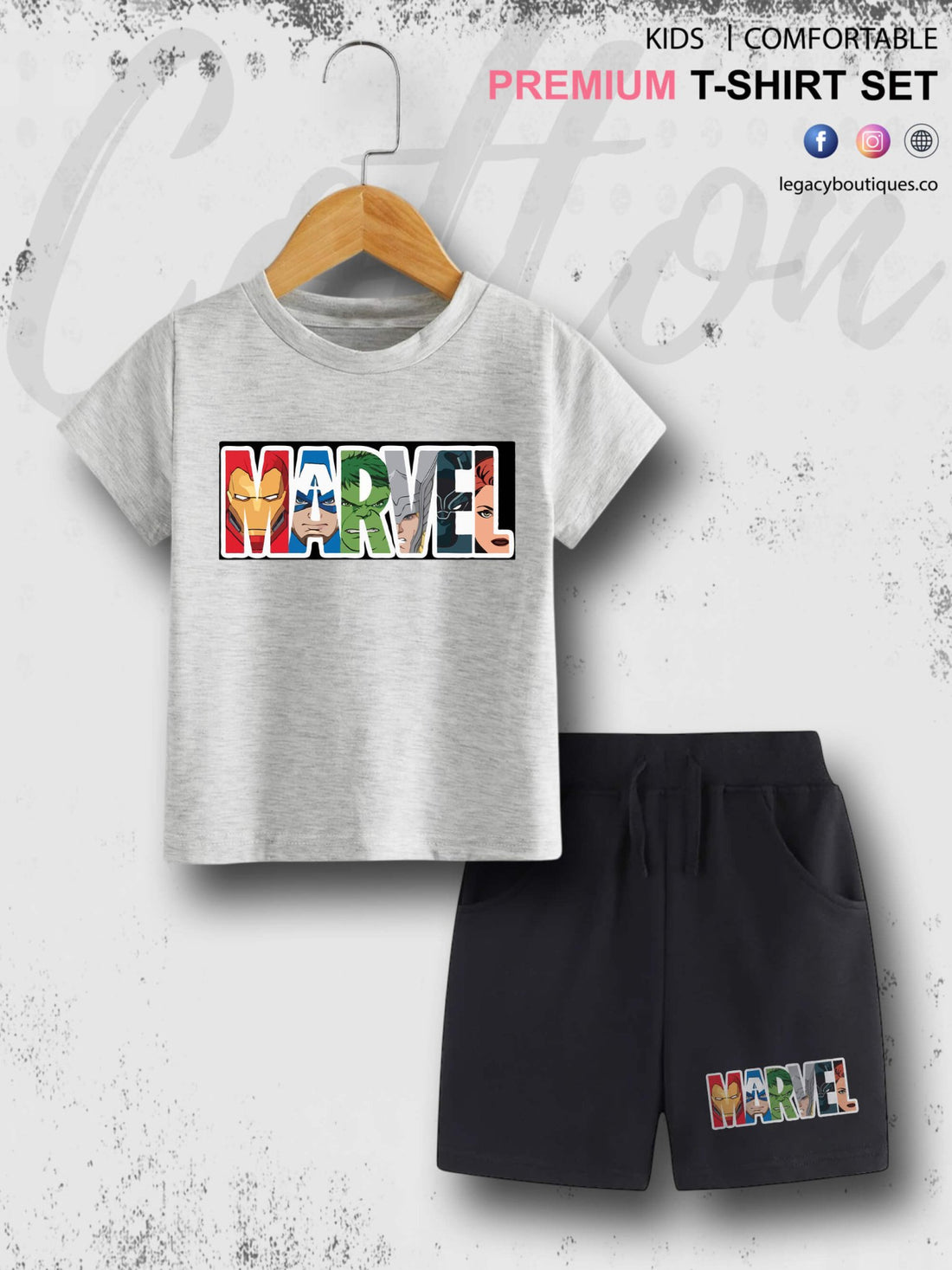 MARVEL Kids Casual 6 Month To 6 Year Summer Time Babies T-shirt Set Legacy Boutiques Legacy Boutiques