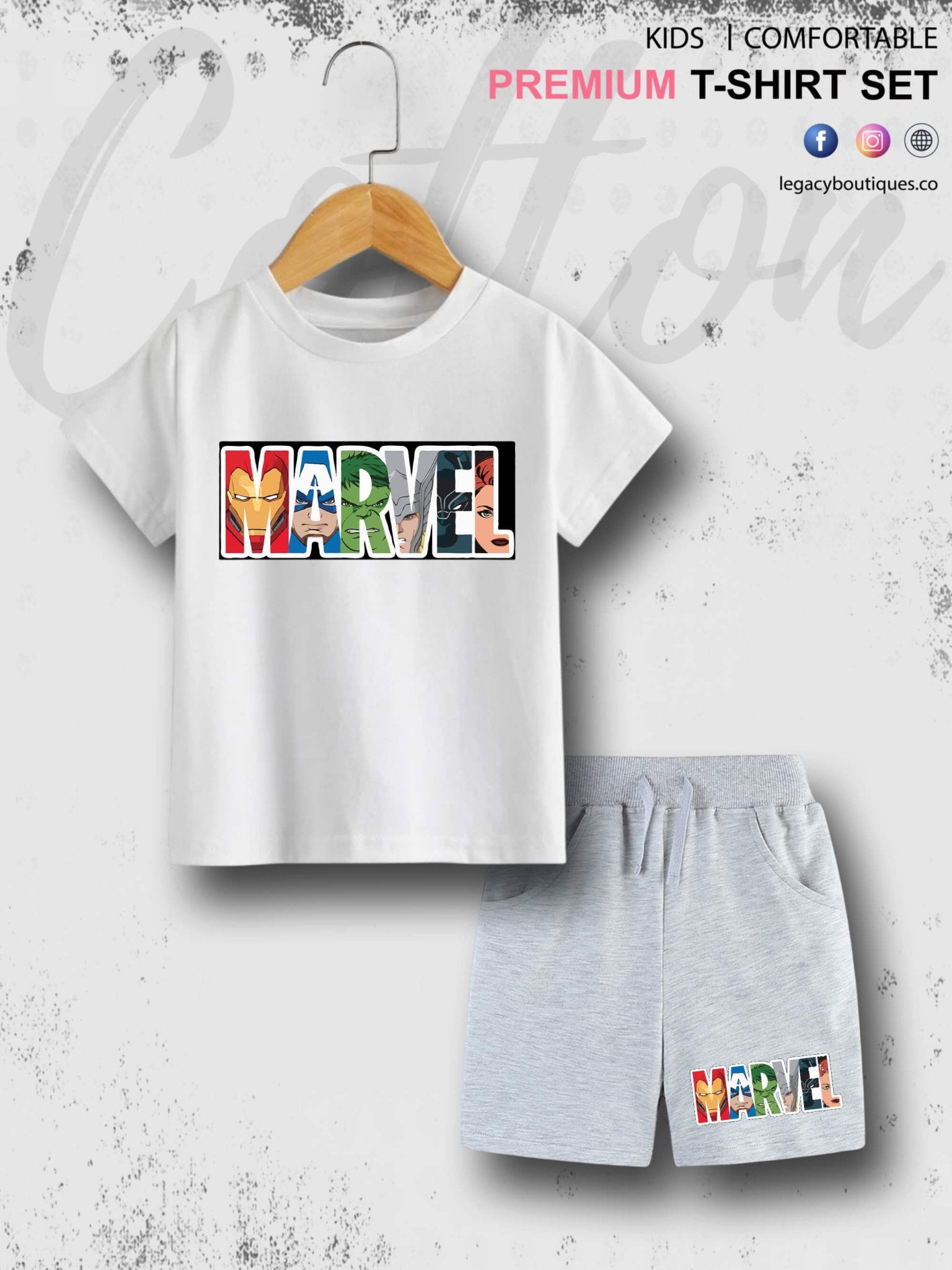MARVEL Kids Casual 6 Month To 6 Year Summer Time Babies T-shirt Set Legacy Boutiques Legacy Boutiques